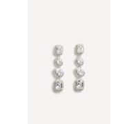 Linzi Entwined Silver Crystal Four Stone Drop Earrings Silver