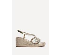 Linzi Evolve Gold Faux Leather Woven Espadrille Wedge Gold 6-Standard Fit