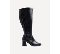 Linzi Fable Wide Fit Black Faux Leather Knee High Block Heeled Boot Black