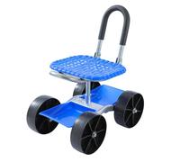 LINZI Garden Cart Rolling Workseat on Wheels, Workshop Garage Stool, Revolving and Height Adjustable Seat, Tool Storage Tray, for Outdoor Tasks, Car Detailing Auto Repair 667381