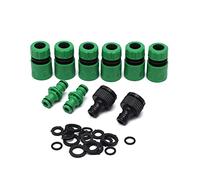 LINZI Garden Hose Water Tap Connector Fitting Kit + 6 Hose End Quick Connectors + 2 Double Male Snap Connectors + 2 Hose Tap Connector + 5 Hose Washers 1/2" + 5 Hose Washers 3/4" +5 O-Rings
