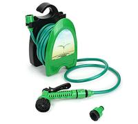 LINZI Garden Water Hose Reel 10M 33FT with 7 Adjustable Patterns Water Spray Gun Nozzle and Faucet Connectors for Gardening Irrigation, Car Washing, Household Cleaning