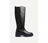 Linzi Hyland Black Faux Leather High Leg Wedge Boot Black 4-Standard Fit