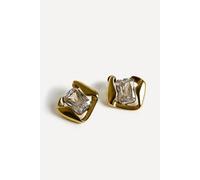 Linzi Ice Gold Crystal Square Stud Earrings Gold