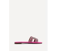 Linzi Indira Fuchsia Suede Aztec Design Embellished Slider Sandal Fuchsia 5-Standard Fit