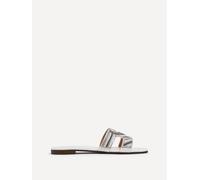 Linzi Indira White Faux Leather Aztec Design Embellished Slider Sandal White 5-Standard Fit