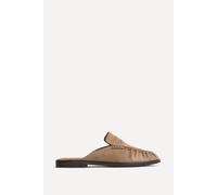 Linzi Intro Taupe Suede Leather Slip On Mules Taupe 3-Standard Fit