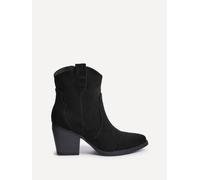 Linzi Jessie Black Faux Suede Western Ankle Boot Black 4-Standard Fit