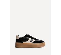 Linzi Kaia Black And Nude Faux Leather Lace Up Flatform Trainers Black 4-Standard Fit