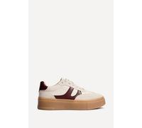 Linzi Kaia Nude And Burgundy Faux Leather Trainers Nude 7-Standard Fit