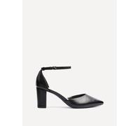Linzi Leona Black Faux Leather Closed Back Block Heeled Court Shoe