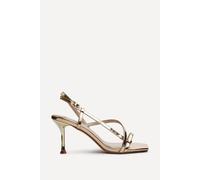 Linzi Midnight Gold Chrome Strappy Heeled Sandals Gold 5-Standard Fit