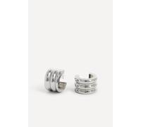 Linzi Noa Small Silver Ridge Hoop Earrings Silver
