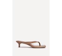 Linzi Potential Caramel Faux Leather Toe Post Kitten Heel In Beige Beige 4-Standard Fit