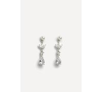 Linzi Pristine Silver Pearl Crystal Drop Earrings Silver