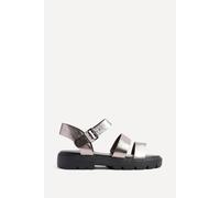 Linzi Ramona Pewter Faux Leather Gladiator Style Two Strap Sandal In Silver Silver 7-Standard Fit