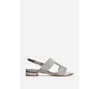 Linzi Reeva Pewter Slingback Block Heel Sandals In Silver Silver 3-Standard Fit
