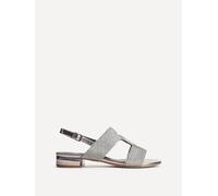 Linzi Reeva Pewter Woven Slingback Low Block Heeled Sandals In Silver Silver 3-Standard Fit