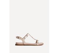 Linzi Sandie Taupe Faux Leather T-Bar Embellished Flat Sandals Taupe 8-Standard Fit