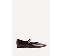 Linzi Seattle Brown Faux Leather Pointed Toe Mary Jane Flats Brown