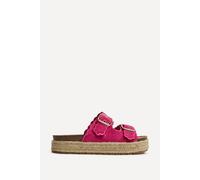 Linzi Sonnet Fuchsia Double Buckle Flatform Sandals Fuchsia