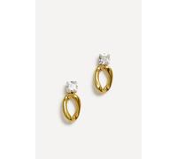 Linzi Starfall Crystal Square Stud Oval Drop Earrings In Gold Gold