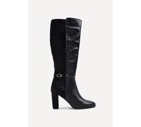 Linzi Symone Black High Leg Block Heeled Boot Black 4-Standard Fit