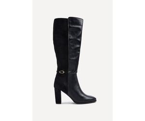 Linzi Symone Black High Leg Block Heeled Boot Black 5-Standard Fit