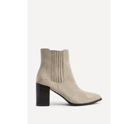 Linzi Thrive Taupe Suede Pointed Toe Stacked Blook Heeled Boot Taupe 4-Standard Fit
