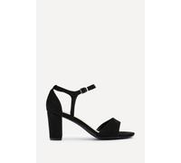 Linzi Women's Abby Black Faux Suede Closed Back Block Heel Sandal | Size: 6-Standard Fit Linzi Black 6-Standard Fit