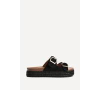 Linzi Women's Alabama Black Plaited Flatform Sliders | Size: 5/Standard Fit