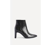 Linzi Women's Alisha Black Faux Croc Leather Heeled Ankle Boot | Size: 6/Standard Fit
