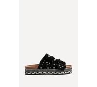 Linzi Women's Bahama Black Diamante Studded Double Buckle Flatform Slider Sandal | Size: 5-Standard Fit Linzi Black 5-Standard Fit