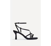 Linzi Women's Cassie Wide Fit Black Faux Suede Strappy Square Toe Heeled Sandal | Size: 4-Wide Fit Linzi Black 4-Wide Fit