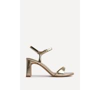Linzi Women's Charisma Gold Faux Leather Heeled Sandals | Size: 7/Standard Fit