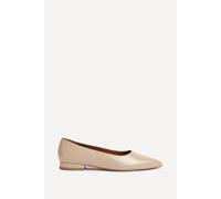 Linzi Women's Compete Wide Fit Nude Faux Leather Pumps Flat in Beige | Size: 4/Wide Fit