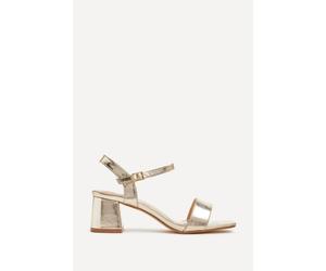 Linzi Women's Darcie Gold Faux Leather Heeled Sandals | Size: 6/Standard Fit