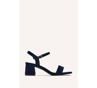 Linzi Women's Darcie Navy Faux Suede Heeled Sandals | Size: 6/Standard Fit