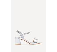 Linzi Women's Darcie Silver Faux Leather Heeled Sandals | Size: 3/Standard Fit
