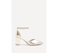 Linzi Women's Davinas Wide Fit Gold Faux Leather Court Heels | Size: 8/Wide Fit