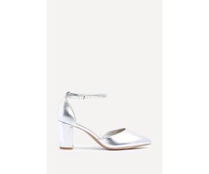 Linzi Women's Davinas Wide Fit Silver Faux Leather Court Heels | Size: 5/Wide Fit
