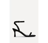 Linzi Women's Elevate Black Faux Suede Barely There Stiletto Heeled Sandals | Size: 5/Standard Fit