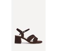 Linzi Women's Empire Wide Fit Brown Faux Suede Link Detail Block Heels | Size: 4-Wide Fit Linzi Brown 4-Wide Fit