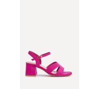 Linzi Women's Empire Wide Fit Fuchsia Faux Suede Link Detail Block Heels | Size: 5-Wide Fit Linzi Fuchsia 5-Wide Fit