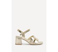 Linzi Women's Empire Wide Fit Gold Faux Leather Link Detail Block Heels | Size: 8-Wide Fit Linzi Gold 8-Wide Fit