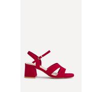 Linzi Women's Empire Wide Fit Red Faux Suede Link Detail Block Heels | Size: 5-Wide Fit Linzi Red 5-Wide Fit