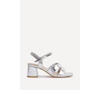 Linzi Women's Empire Wide Fit Silver Faux Leather Link Detail Block Heels | Size: 5-Wide Fit Linzi Silver 5-Wide Fit