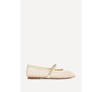 Linzi Women's Estella Embellished Mesh Mary Jane Pumps Shoe in Ivory | Size: 3/Standard Fit