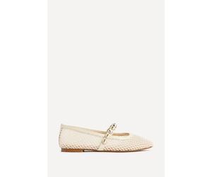 Linzi Women's Estella Embellished Mesh Mary Jane Pumps Shoe in Ivory | Size: 6/Standard Fit