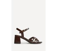 Linzi Women's Flair Brown Faux Leather Crossover Heeled Sandals | Size: 4-Standard Fit Linzi Brown 4-Standard Fit